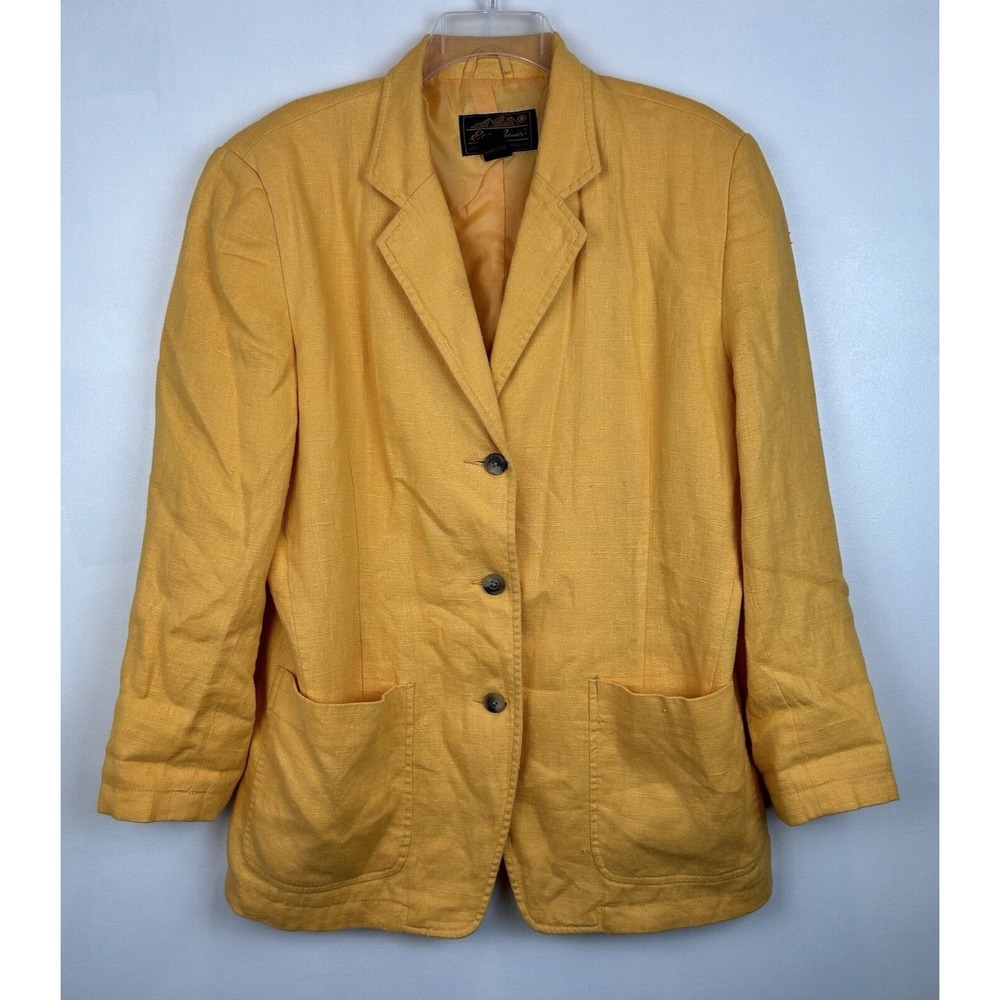 Eddie Bauer Blazer Womens M Yellow Jacket Career Business Maximalist Bright